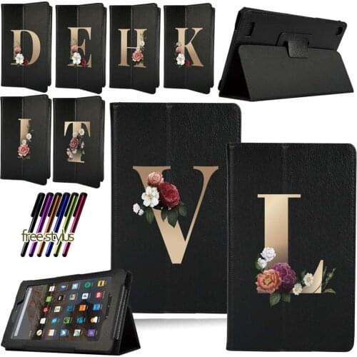 Tablet Case for Amazon Fire 7 (5th/7th/9th)/HD 8 (6th/7th/8th)/HD 10 (5th/7th/9th) Pu Leather Protective Case + Free Stylus