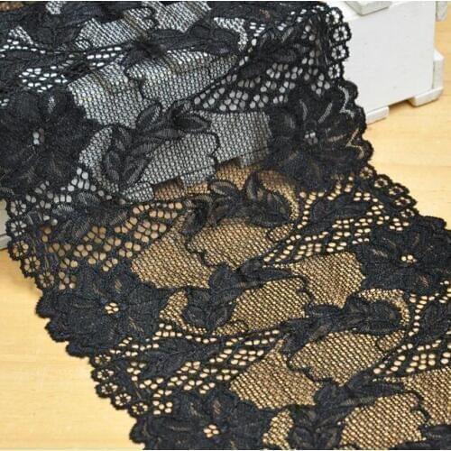 1 Meter Elastic Embroidered Net 20.5cm Lace Fabric Trim Ribbon Wedding Craft For Unilateral DIY Handicraft Home Party Decoration