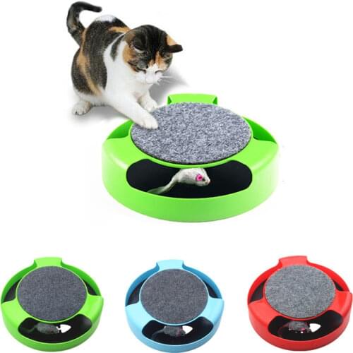 Cat Toys Interactive With Running Mice And Scratching Pad Durable Safe Kitten Cat Game Exercise No Battery Needed Pet Toy