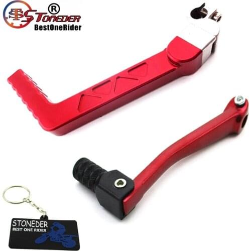 STONEDER Red CNC Aluminum Folding 11mm Gear Shifter 13mm Kick Starter Lever For Chinese 50cc 70cc 90cc 110cc 125cc Pit Dirt Bike