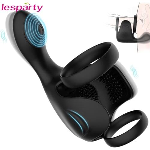 Testicle Vibrator for Men Cock Ring Chastity Belt Male Penis Rings Delay Ejaculation Erotic Sex Toys for Men Male masturbator