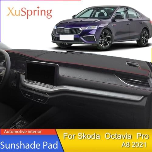 Car Dashboard Cover Mat Sun Shade Pad Instrument Panel Carpets Anti-UV For Skoda Octavia Pro A8 2021 2022 Accessories