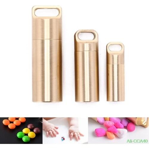 Drug Outdoor Camping EDC Cigarette Warehouse Brass Seal Cabin Sealed Multifunctional Survival Waterproof medicine pill S M L