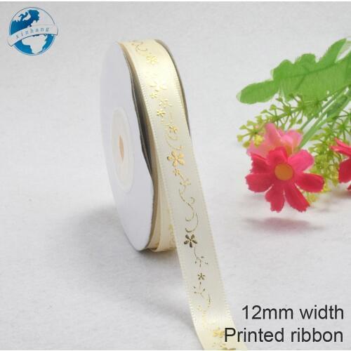 12mm width, flower printed ribbons Polyester Grosgrain ribbon, lace satin ribbons DIY hairbow accessories, gift package #3781