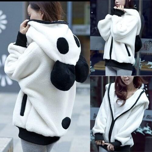 Top Selling Panda Ear Sweatshirt Women Winter Hoodie Korean Streetwear Warm Plus Size Coat Outerwear Hoodies кофта женская