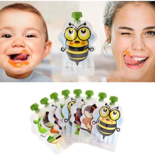 8PCS/30PCS Food Pouch Storage Bag Homemade Puree Pulp 148ml Double Zipper Breast Milk Bag BPA-Free Reusable Sealed Complementary