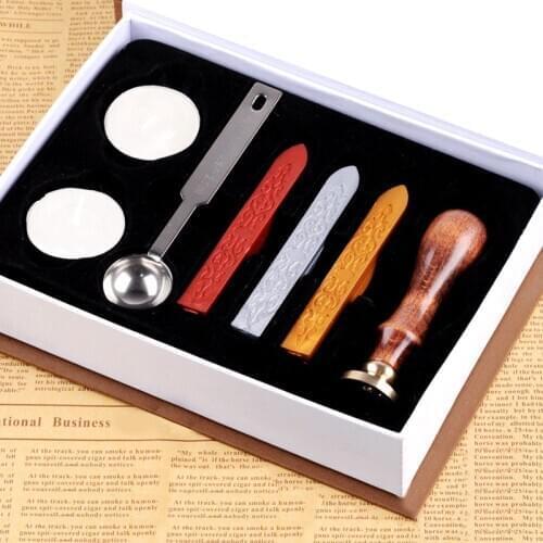 Paint Seal Kit Retro Diy Envelope Stamps Rose Crown Tree Ornament Classic Wedding Invitations Wax Seal Stamp on Greeting Card