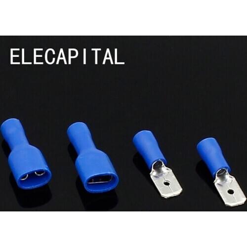 6.3mm blue Female/Male Spade Insulated Electrical Crimp Terminal Connectors