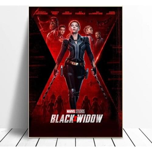 Black Widow Canvas Painting Anime Marvel Superhero Movie Posters and Prints Wall Art Pictures for Living Kids Room Decoration