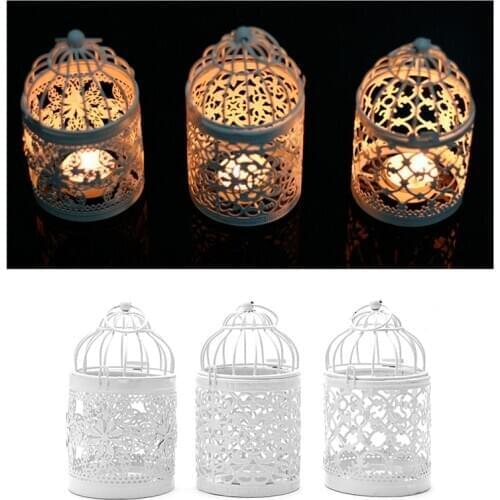 Hollow Holder Candlestick Tealight Hanging Lantern Bird Cage Vintage Wrought New