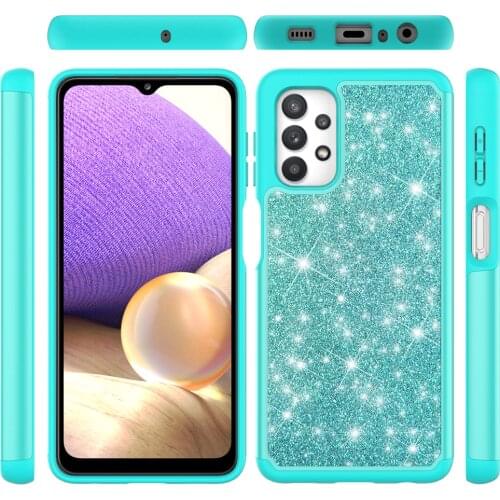 Shockproof Case for Samsung Galaxy A32 5G Hybrid Protection Armor Glitter Luxury Back Phone Cover Half Wraped Solid Grip Conques