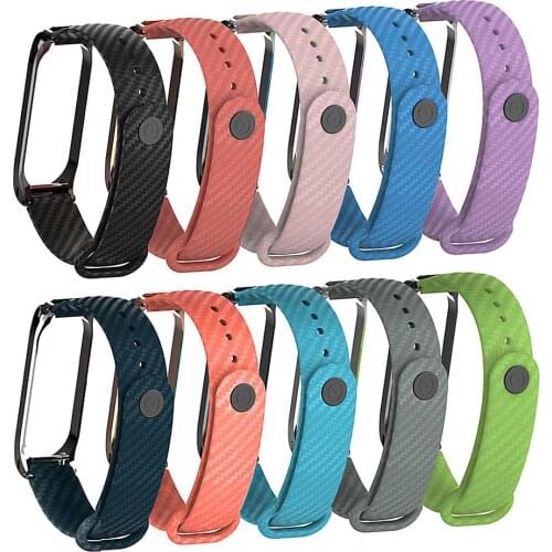 Carbon Fiber Xiaomi Mi Band 4 3 Strap Fashion Color Wrist Strap Watchband For MiBand 4 Xiaomi Mi Band 3 Replacement Wristband