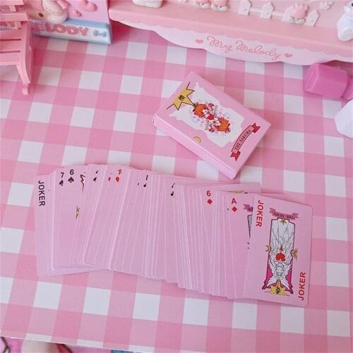 Pink girl cute cartoon pattern anime Adult Playing Cards Game Poker Cards Board Games cards poker cards Holiday gift