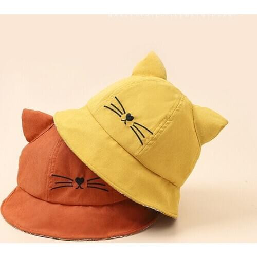 Cat Bucket Hats Cotton with Ears Cartoon Autumn Kids Hat Photography Props Newborn Hats Gorros ParaBaby Baby Props AC50MZ