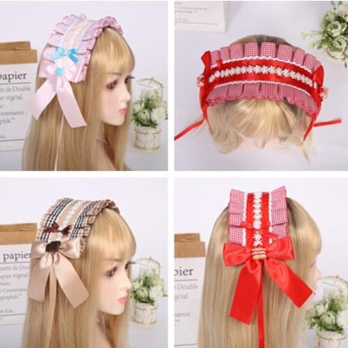 Sweet Bow Ribbon Hairpin Handmade Hair Accessories Lolita Cosplay Femal Sweet Headwear Danganronpa Cosplay Akatsuki cat ears