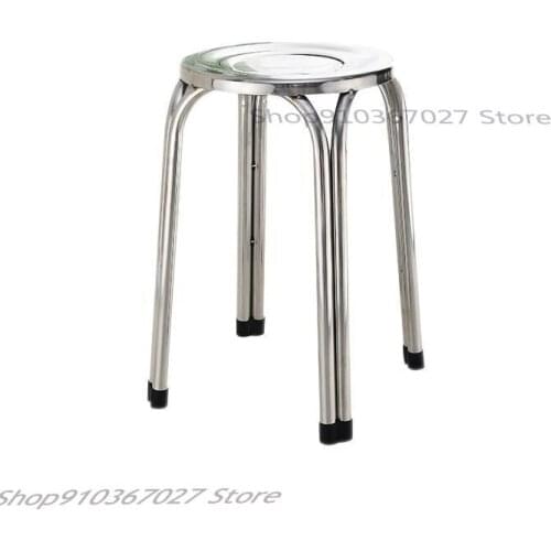 Thick 304 Stainless Steel Stool Hotel Round Stool Restaurant Home Chair Low Stool High Stool