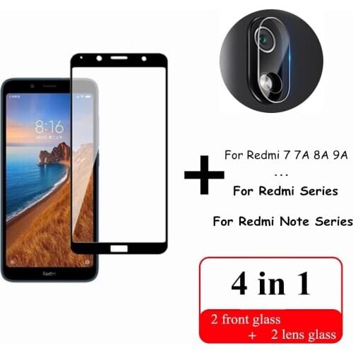 4-in-1 Glass Redmi 7a Tempered Glass For Xiaomi Redmi 7A 8A 9A 9C Camera Lens Film Protector Glass Redmi 10x pro screen
