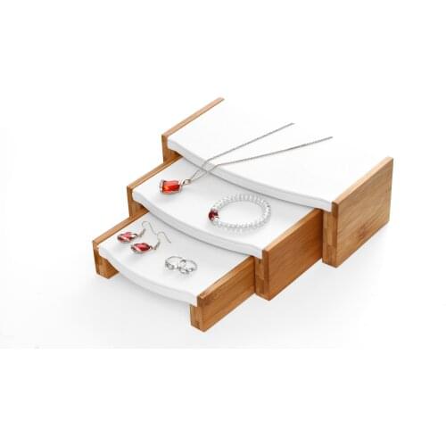 Factory Price Fashion Bamboo Table Three-piece Jewelry Display Stand Earrings Nexklaces Pendants Jewelry Props Simple Jewelry