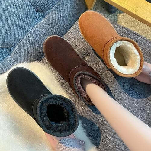 Snow Boots Women 2021 Plus Velvet Padded Shoes Snow Shoes Autumn and Winter All-match Snow Cotton Women Warm and Non-slip