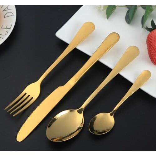 Gold Black Colorful Dinnerware 410 Stainless Steel Luxury Knife Fork Spoon Tableware Flatware New Arrivals Kitchen Tools