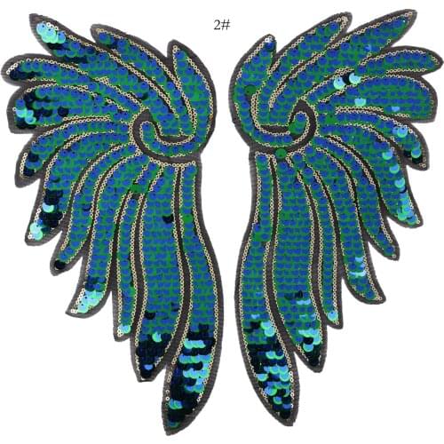 1 Pair Angel wing Patches For Clothing Stickers Sequin Patch Dreamy Sew Iron On Patches Embroidered Badges For Clothes DIY