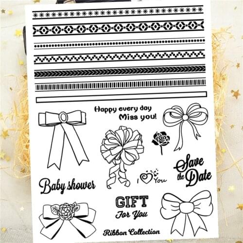 14x18CM Ribbon bows Transparent Silicon Seal Clear Stamps Roller Stamps DIY Scrapbook Album Card NEW YEAR Easter