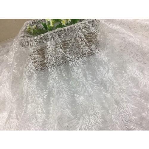 2Yards White Embroidered Branch Seagrass Mesh Lace Fabric, Lace Wedding Dress Fashion Wedding Decoration Fabric