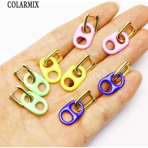 3 Pairs Enamel color earrings MIx color Pig nose style earrings Fashion Dangle earrings jewelry Drop earrings for women 31242