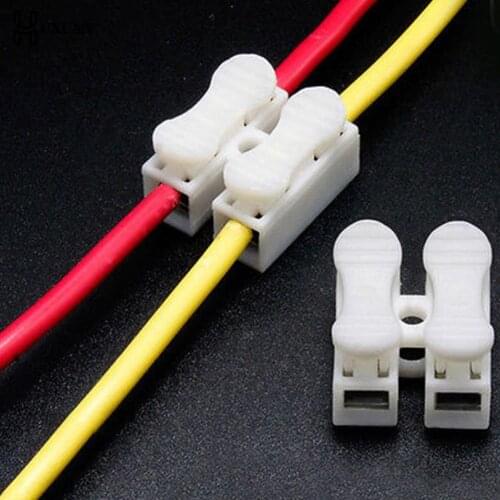 30PCS/lot Quick Splice Lock Wire Connectors CH2 2Pins Electrical Cable Terminals 20x17.5x13.5mm Wholesale Drop Shipping