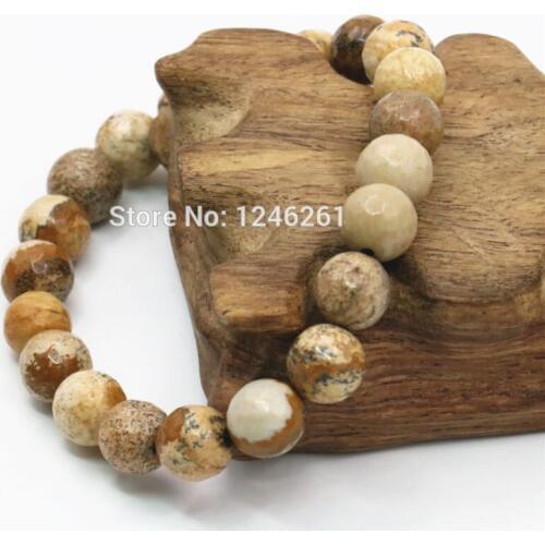 8mm Natural Painting Stone Accessories Bracelet Beads Hand Made Fashion Female Jewelry Making Design Women Girls Christmas Gifts