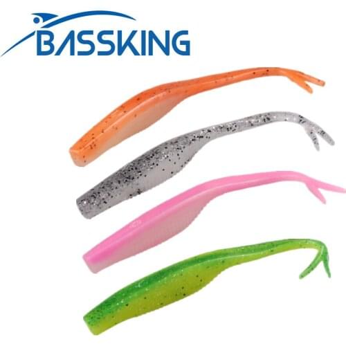 TAF 8pcs 12.5cm 6.2g Soft Baits Fork Tail Isca Artificial Silicone Soft Fishing Lure Double Color Worm Wobblers Leurre Pesca