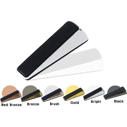 Nail-free Zinc Alloy Door Wedge Stop Door Stopper Rubber Hidden Door Holders Bronze Gold Black Bright Chrome Door Hardware