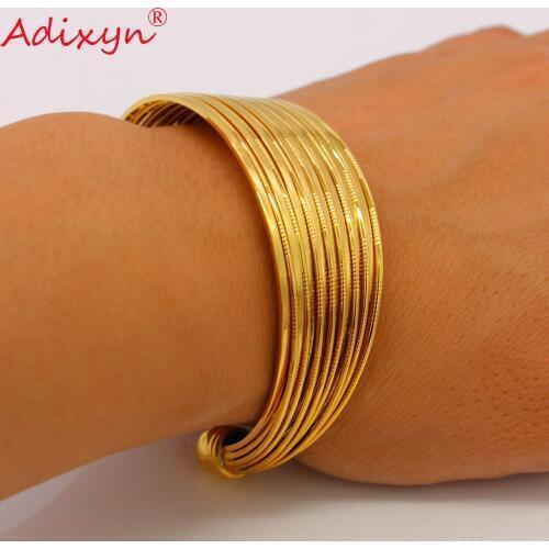 Adixyn Fashion Bracelet Bangle for Women Gold Color Jewelry Trendy Jewelry Arab Ethiopian Wedding Bride Jewelry Gift N080823