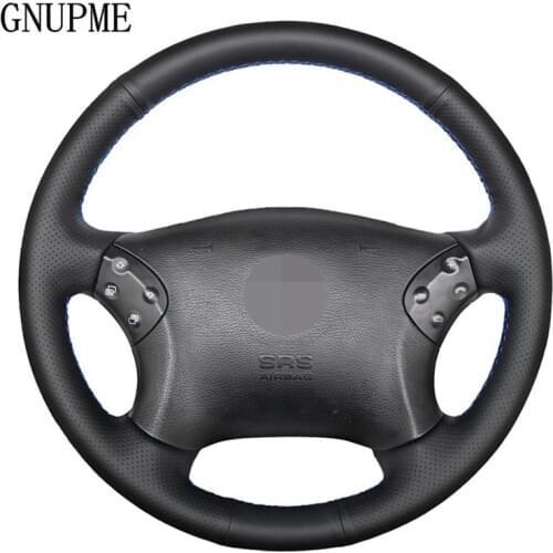 GNUPME Black Steering Cover Hand-Stitched Artificial Leather Car Steering Wheel Cover for Mercedes Benz W203 C-Class 2001-2007