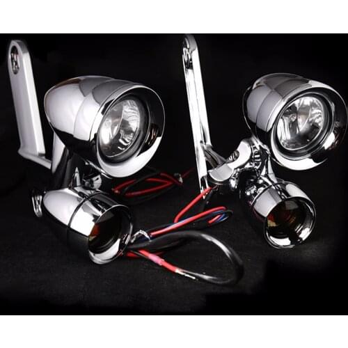 Chrome Fairing Mounted Driving Lights with Turn Signals Fit For Harley Touring Street Glide Road King 1997-2013