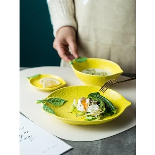 Creative Lemon Shaped Plate Ceramic Snack Dish Cute Childern Breakfast Bowl Personalized Dinner Plate Tableware