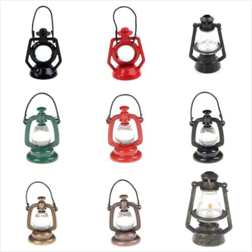 Miniature Vintage Retro Black Kerosene Lamp Furniture Miniature Rement Play House Toy For Kids Children 1:12 Dollhouse Gift