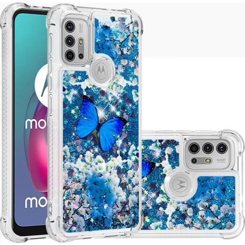 Liquid Quicksand Soft Silicon Case For MOTO Edge s G30 10 9 E7 G Stylus Play power 2021 Butterfly Dynamic Love Heart Back Cover