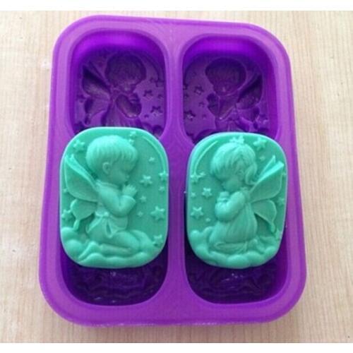 Handmade soap silica gel mould candle soap mould silicone mold for DIY 2 types angel 4 holes