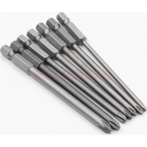 RIESBA 7pcs 1/4 inch 100mm Long Magnetic Hex Screwdriver Bit Set Magnetic Philips Screwdriver Set 6.35mm Shank S2 alloy steel
