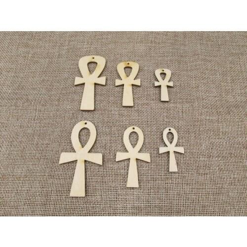 DIY Unfinished Laser Cut Wood Earrings Blank Pendant Wooden Africa Ankh Shapes For Jewelry Findings Making