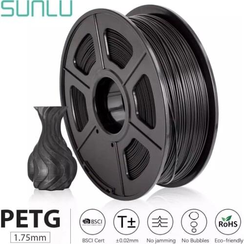 SUNLU PETG 3D Printer Filament 1.75mm PETG For DIY printing With Fast shipment 100% no bubble Tolerance +-0.02MM Bright