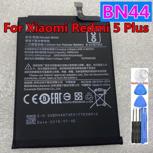 NEW Original Real 4000mAh BN44 Battery For Xiaomi Redmi 5 Plus 5.99" Li-ion Built-in Mobile Phone Battery