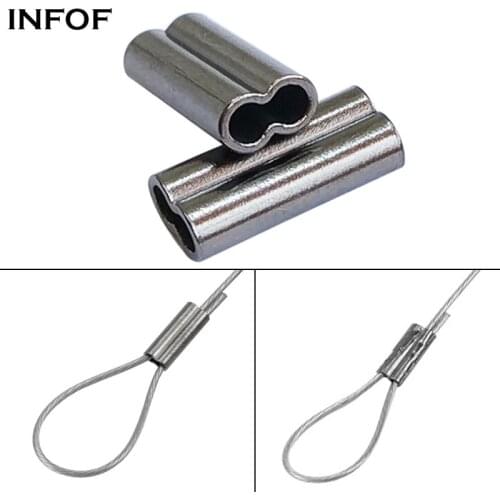 INFOF 200-pieces Fishing Wire Crimps Double Sleeves Metal Alloy Tube Fishing Connector Line Hook Link Feeder Carp Fishing Tackle