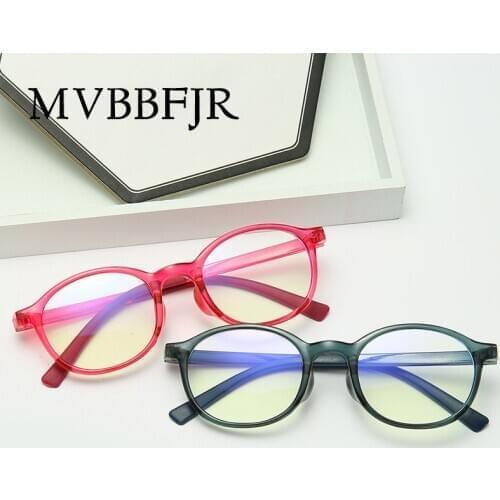 MVBBFJR Anti Blue Light Ray Blocking Glasses Children Gaming Eyewear Oval Small Frame Vintage Computer Goggle Optical Glasses