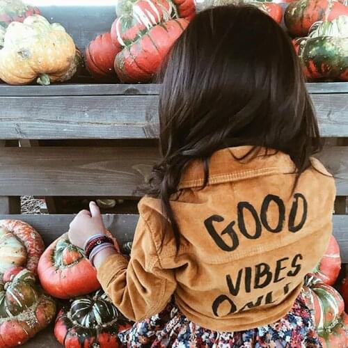 Autumn Lovely Kids Girls Clothes Boys Letter Jacket Outfits Long Sleeve Corduroy Single Breasted Children Coat 2 Colors for 2-7Y