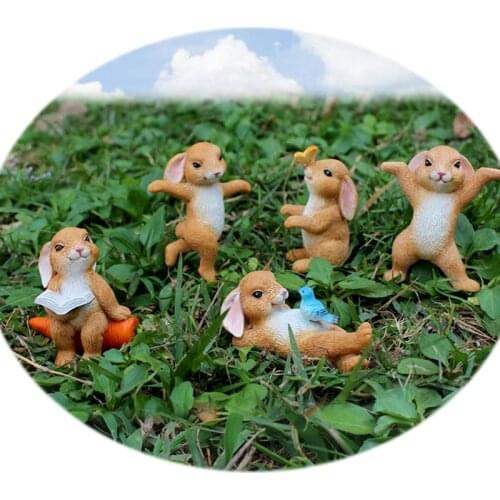 Easter Rabbit Figurine Micro Landscape Miniature Fairy Garden Ornaments Decor
