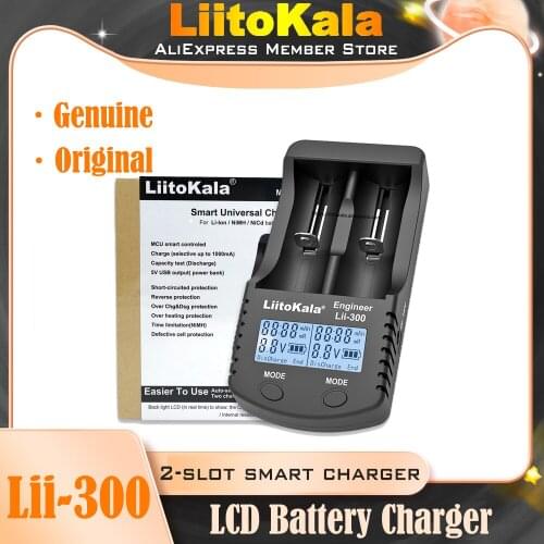 Genuine/Original Liitokala Lii-300 LCD Battery Charger 3.7V 18650 26650 18500 Cylindrical Lithium Batteries or 1.2V AA AAA NiMH