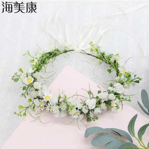 Haimeikang Fresh Girl Small Daisies Flowers Crown Hair Band Chrysanthemum Holiday Travel Beach Garland Hair Accessories