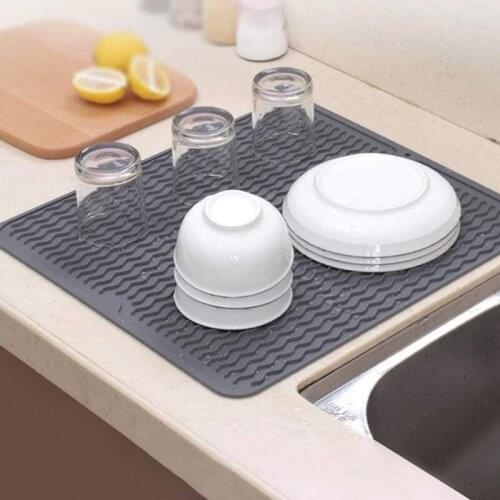 Silicone Dish Drying Mat Drain Pad Water Filter Table Placemat Kitchen Heat Resistant Counter Protection Durable Kitchenware